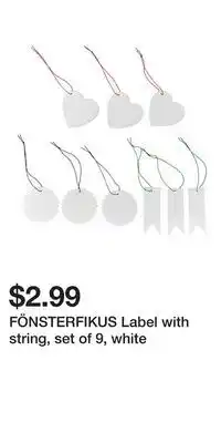IKEA FÖNSTERFIKUS Label with string, set of 9, white offer