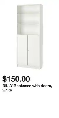 IKEA BILLY Bookcase with doors, white offer