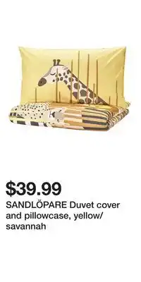 IKEA SANDLÖPARE Duvet cover and pillowcase, yellow/savannah offer
