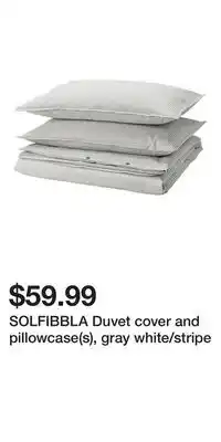 IKEA SOLFIBBLA Duvet cover and pillowcase(s), gray white/stripe offer