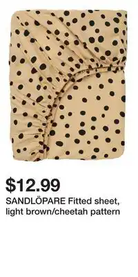 IKEA SANDLÖPARE Fitted sheet, light brown/cheetah pattern offer