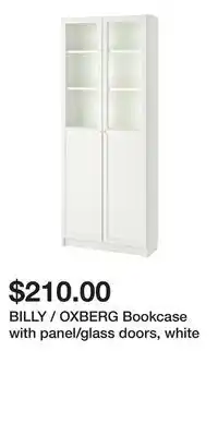 IKEA BILLY / OXBERG Bookcase with panel/glass doors, white offer