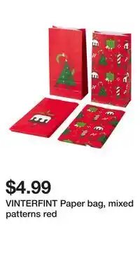 IKEA VINTERFINT Paper bag, mixed patterns red offer