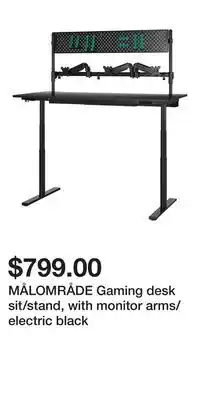 IKEA MÅLOMRÅDE Gaming desk sit/stand, with monitor arms/electric black offer