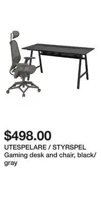 IKEA UTESPELARE / STYRSPEL Gaming desk and chair, black/gray offer