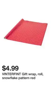 IKEA VINTERFINT Gift wrap, roll, snowflake pattern red offer