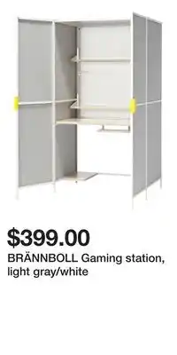 IKEA BRÄNNBOLL Gaming station, light gray/white offer
