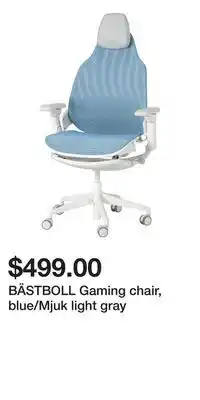IKEA BÄSTBOLL Gaming chair, blue/Mjuk light gray offer