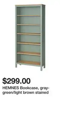 IKEA HEMNES Bookcase, gray-green/light brown stained offer