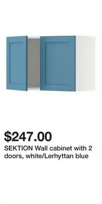 IKEA SEKTION Wall cabinet with 2 doors, white/Lerhyttan blue offer