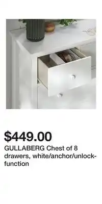 IKEA GULLABERG Chest of 8 drawers, white/anchor/unlock-function offer