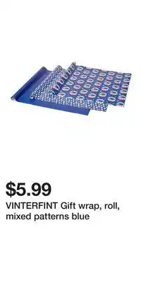 IKEA VINTERFINT Gift wrap, roll, mixed patterns blue offer