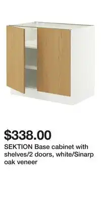 IKEA SEKTION Base cabinet with shelves/2 doors, white/Sinarp oak veneer offer