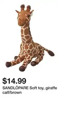 IKEA SANDLÖPARE Soft toy, giraffe calf/brown offer
