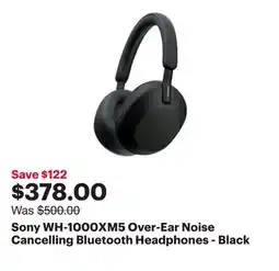 Best Buy Sony WH-1000XM5 Over-Ear Noise Cancelling Bluetooth Headphones - Black offer