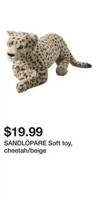 IKEA SANDLÖPARE Soft toy, cheetah/beige offer