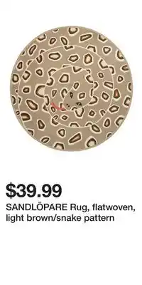 IKEA SANDLÖPARE Rug, flatwoven, light brown/snake pattern offer
