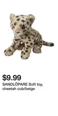 IKEA SANDLÖPARE Soft toy, cheetah cub/beige offer