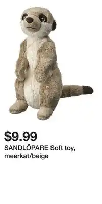 IKEA SANDLÖPARE Soft toy, meerkat/beige offer