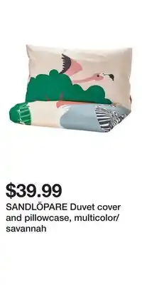 IKEA SANDLÖPARE Duvet cover and pillowcase, multicolor/savannah offer