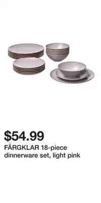 IKEA FÄRGKLAR 18-piece dinnerware set, light pink offer