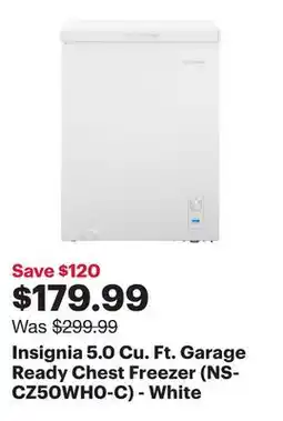 Best Buy Insignia 5.0 Cu. Ft. Garage Ready Chest Freezer (NS-CZ50WH0-C) - White offer