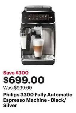 Best Buy Philips 3300 Fully Automatic Espresso Machine - Black/Silver offer