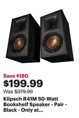 Best Buy Klipsch R41M 50-Watt Bookshelf Speaker - Pair - Black - Only at Best Buy offer