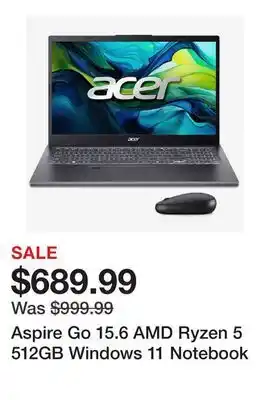 TSC Stores Aspire Go 15.6 AMD Ryzen 5 512GB Windows 11 Notebook offer