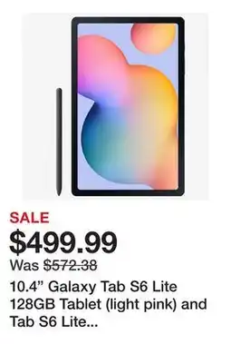 TSC Stores 10.4 Galaxy Tab S6 Lite 128GB Tablet (light pink) and Tab S6 Lite S Pen (grey) offer