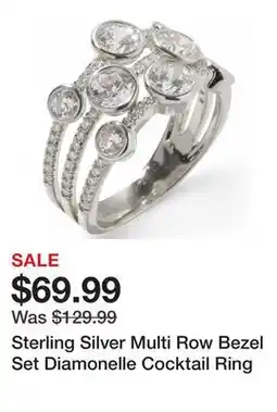 TSC Stores Sterling Silver Multi Row Bezel Set Diamonelle Cocktail Ring offer