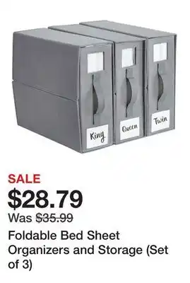 TSC Stores Foldable Bed Sheet Organizers and Storage (Set of 3) offer