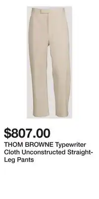 Holt Renfrew THOM BROWNE Typewriter Cloth Unconstructed Straight-Leg Pants offer