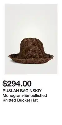 Holt Renfrew RUSLAN BAGINSKIY Monogram-Embellished Knitted Bucket Hat offer