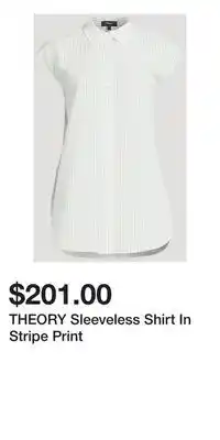 Holt Renfrew THEORY Sleeveless Shirt In Stripe Print offer