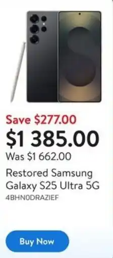 Walmart Restored Samsung Galaxy S25 Ultra 5G offer