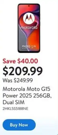 Walmart Motorola Moto G15 Power 2025 256GB, Dual SIM offer