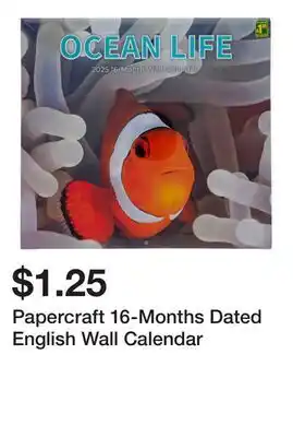 Dollarama Papercraft 16-Months Dated English Wall Calendar offer