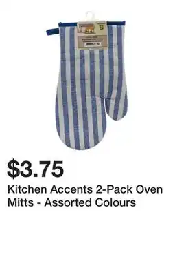 Dollarama Kitchen Accents 2-Pack Oven Mitts - Assorted Colours offer