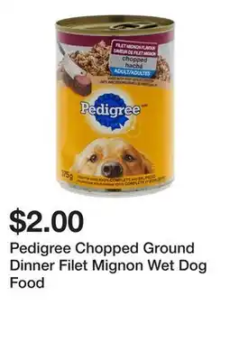 Dollarama Pedigree Chopped Ground Dinner Filet Mignon Wet Dog Food offer