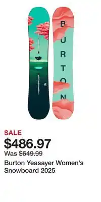 Sport Chek Burton Yeasayer Women's Snowboard 2025 offer