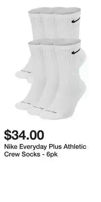 Sport Chek Nike Everyday Plus Athletic Crew Socks - 6pk offer