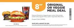 Harvey’s ORIGINAL OR VEGGIE MEAL DEAL offer