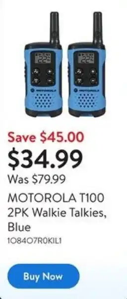 MOTOROLA T100 2PK Walkie Talkies, Blue