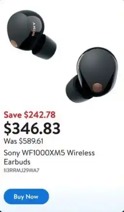 Walmart Sony WF1000XM5 Wireless Earbuds offer