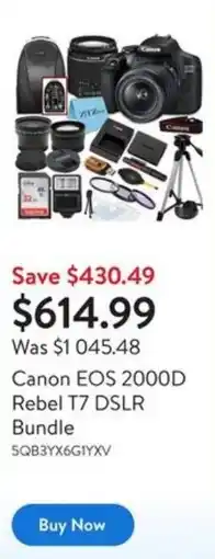 Walmart Canon EOS 2000D Rebel T7 DSLR Bundle offer