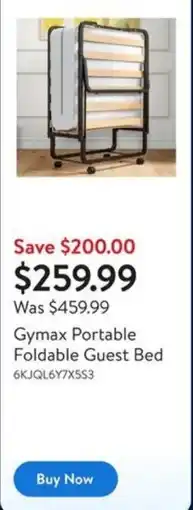 Walmart Gymax Portable Foldable Guest Bed offer