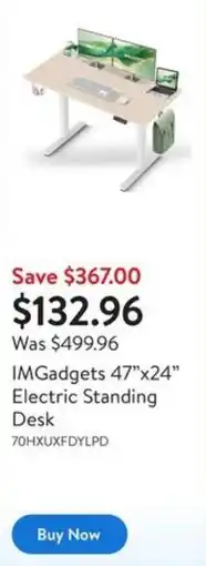 Walmart IMGadgets 47"x24" Electric Standing Desk offer
