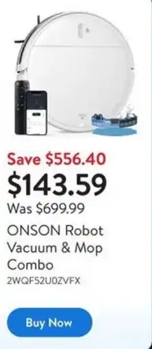 Walmart ONSON Robot Vacuum & Mop Combo offer