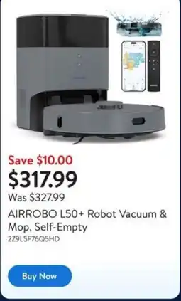 Walmart AIRROBO L50+ Robot Vacuum & Mop, Self-Empty offer